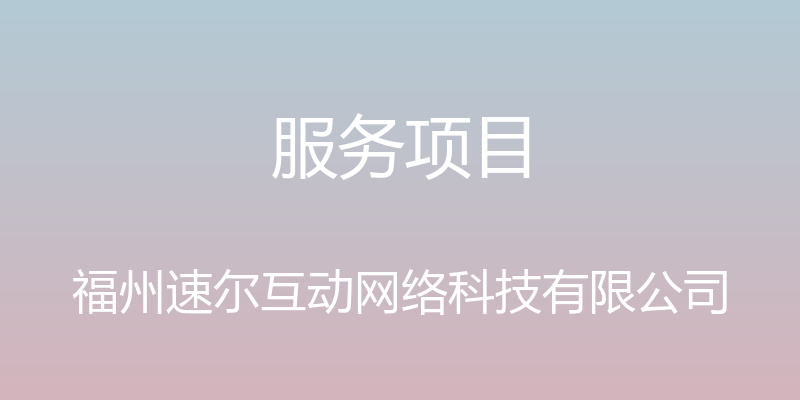 服务项目 - 福州速尔互动网络科技有限公司